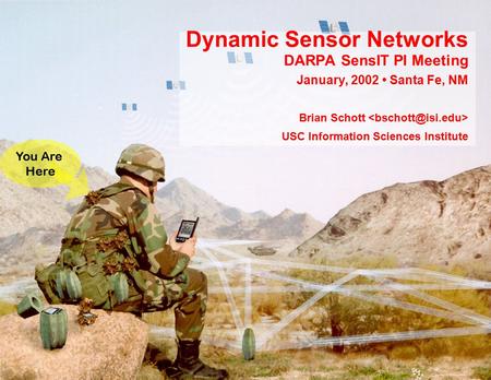 Dynamic Sensor Networks DARPA SensIT PI Meeting January, 2002 Santa Fe, NM Brian Schott USC Information Sciences Institute You Are Here.