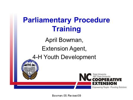 Parliamentary Procedure Training