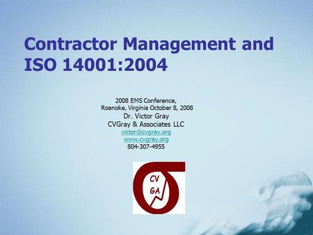 Contractor Management and ISO 14001:2004