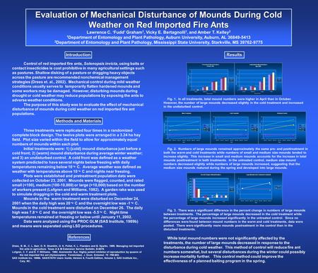 Evaluation of Mechanical Disturbance of Mounds During Cold Weather on Red Imported Fire Ants Lawrence C. ‘Fudd’ Graham 1, Vicky E. Bertagnolli 1, and Amber.