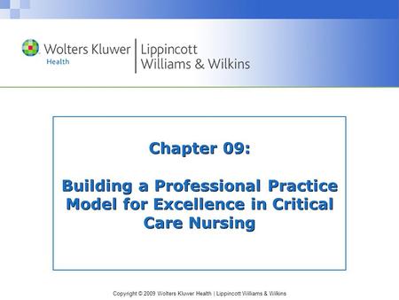 Copyright © 2009 Wolters Kluwer Health | Lippincott Williams & Wilkins Chapter 09: Building a Professional Practice Model for Excellence in Critical Care.