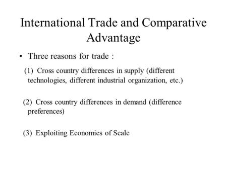 International Trade and Comparative Advantage