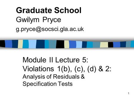Graduate School Gwilym Pryce
