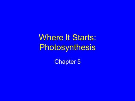 Where It Starts: Photosynthesis Chapter 5. Sunlight and Survival Autotrophs use nonliving sources to build their own food Heterotrophs feed on living.