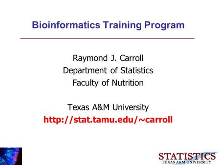 Bioinformatics Training Program Raymond J. Carroll Department of Statistics Faculty of Nutrition Texas A&M University