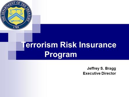 Terrorism Risk Insurance Program Jeffrey S. Bragg Executive Director.
