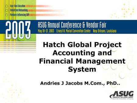 Hatch Global Project Accounting and Financial Management System