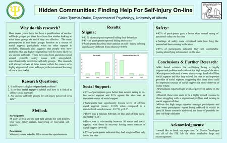 Why do this research? Over recent years there has been a proliferation of on-line self-help groups, yet there have been few studies looking at what these.