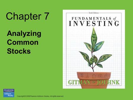 Chapter 7 Analyzing Common Stocks.