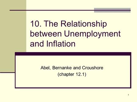 10. The Relationship between Unemployment and Inflation