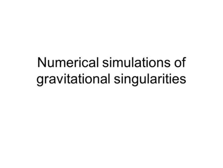 Numerical simulations of gravitational singularities.