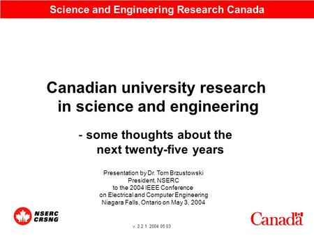 Canadian university research in science and engineering