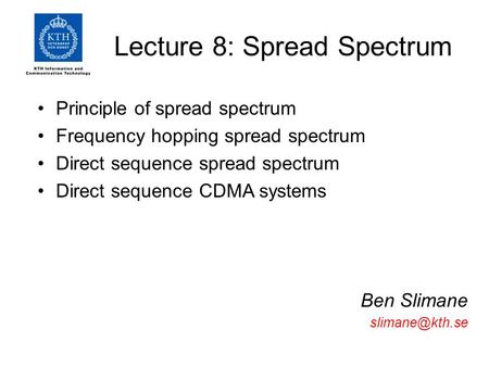 Lecture 8: Spread Spectrum