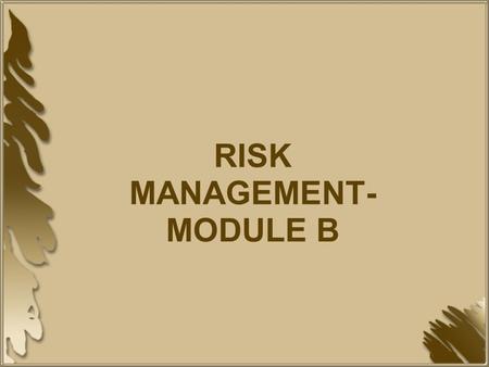 RISK MANAGEMENT-MODULE B