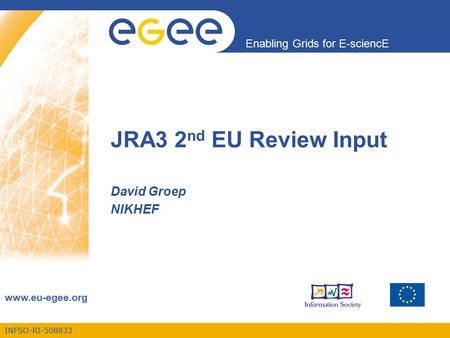INFSO-RI-508833 Enabling Grids for E-sciencE www.eu-egee.org JRA3 2 nd EU Review Input David Groep NIKHEF.