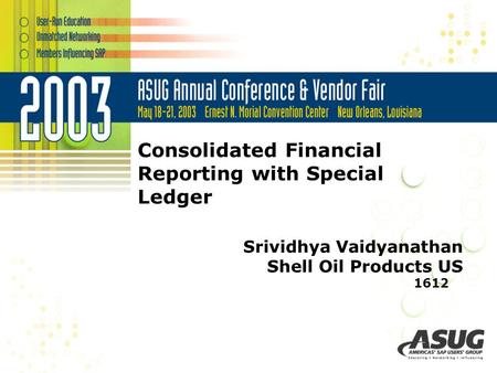 Consolidated Financial Reporting with Special Ledger