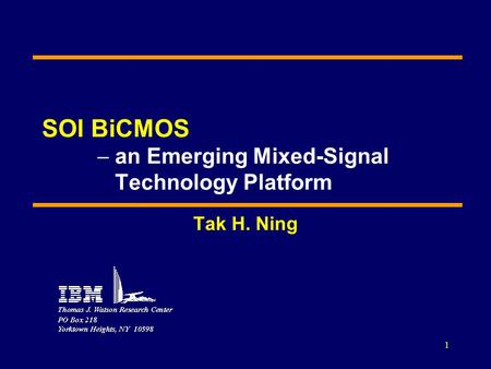SOI BiCMOS  an Emerging Mixed-Signal Technology Platform