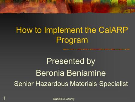 How to Implement the CalARP Program