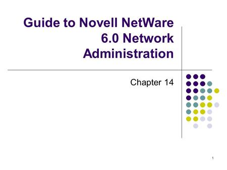 1 Guide to Novell NetWare 6.0 Network Administration Chapter 14.