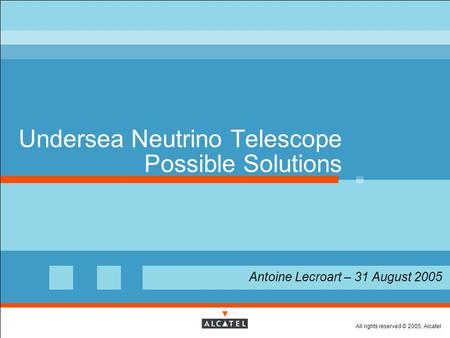Undersea Neutrino Telescope Possible Solutions