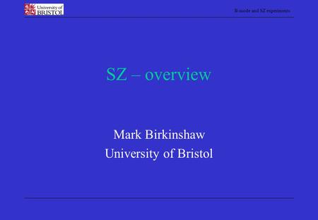 Mark Birkinshaw University of Bristol