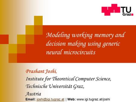Prashant Joshi, Institute for Theoretical Computer Science,