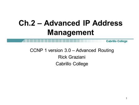 Ch.2 – Advanced IP Address Management