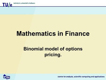 Mathematics in Finance Binomial model of options pricing.