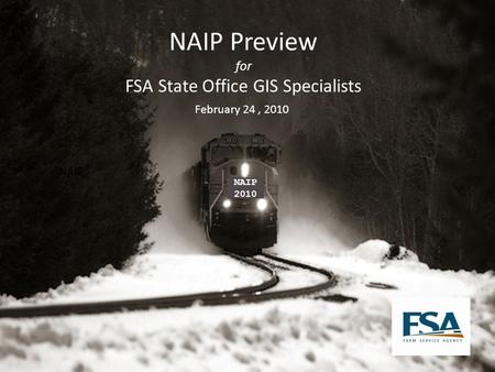 NAIP Preview for FSA State Office GIS Specialists February 24, 2010 NAIP 2010.