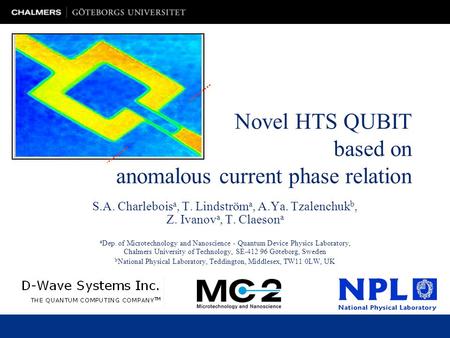Novel HTS QUBIT based on anomalous current phase relation S.A. Charlebois a, T. Lindström a, A.Ya. Tzalenchuk b, Z. Ivanov a, T. Claeson a a Dep. of Microtechnology.