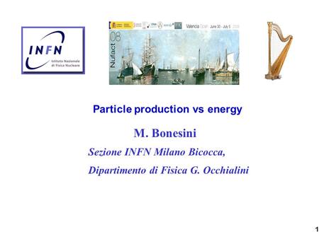 1 Particle production vs energy M. Bonesini Sezione INFN Milano Bicocca, Dipartimento di Fisica G. Occhialini.