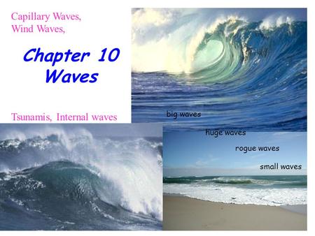 Chapter 10 Waves Capillary Waves, Wind Waves, Tsunamis, Internal waves