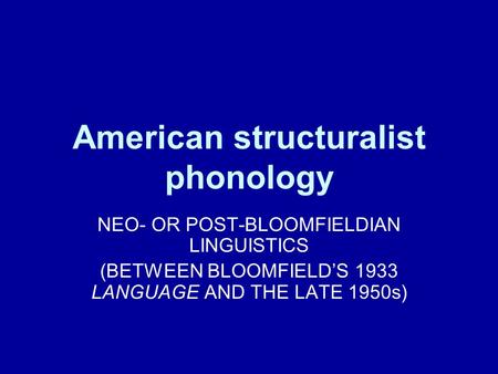 American structuralist phonology