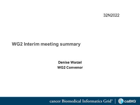 WG2 Interim meeting summary Denise Warzel WG2 Convenor 32N2022.