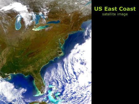 US East Coast satellite image. Biological Productivity in the Ocean.