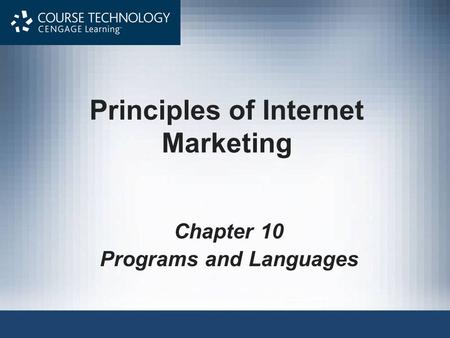 Principles of Internet Marketing Chapter 10 Programs and Languages.
