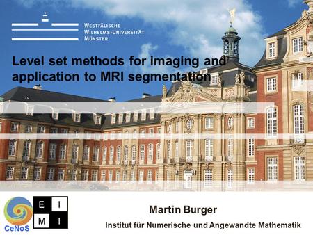 Martin Burger Institut für Numerische und Angewandte Mathematik CeNoS Level set methods for imaging and application to MRI segmentation.
