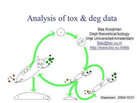 Analysis of tox & deg data Bas Kooijman Dept theoretical biology Vrije Universiteit Amsterdam  Maarssen, 2004/10/21.