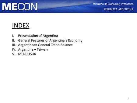 INDEX Presentation of Argentina
