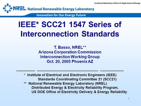 IEEE* SCC Series of Interconnection Standards