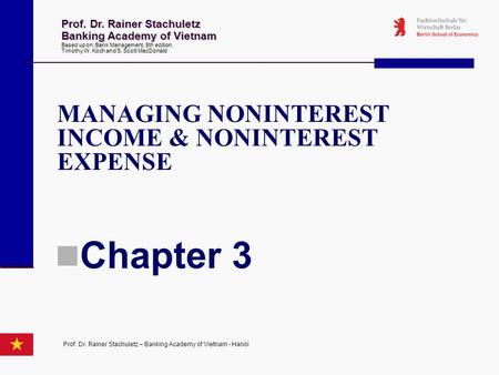Chapter 3 MANAGING NONINTEREST INCOME & NONINTEREST EXPENSE