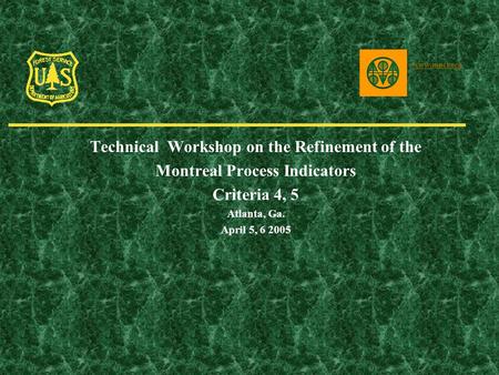 Technical Workshop on the Refinement of the Montreal Process Indicators Criteria 4, 5 Atlanta, Ga. April 5, 6 2005 www.mpci.org.