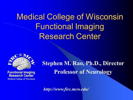Medical College of Wisconsin Functional Imaging Research Center Stephen M. Rao, Ph.D., Director Professor of Neurology