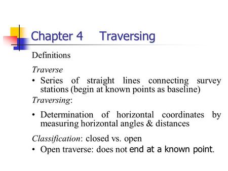 Chapter 4	Traversing Definitions Traverse