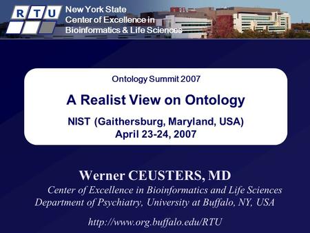 New York State Center of Excellence in Bioinformatics & Life Sciences R T U New York State Center of Excellence in Bioinformatics & Life Sciences R T U.