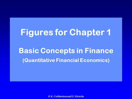 © K. Cuthbertson and D. Nitzsche Figures for Chapter 1 Basic Concepts in Finance (Quantitative Financial Economics)