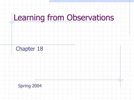 Learning from Observations Copyright, 1996 © Dale Carnegie & Associates, Inc. Chapter 18 Spring 2004.