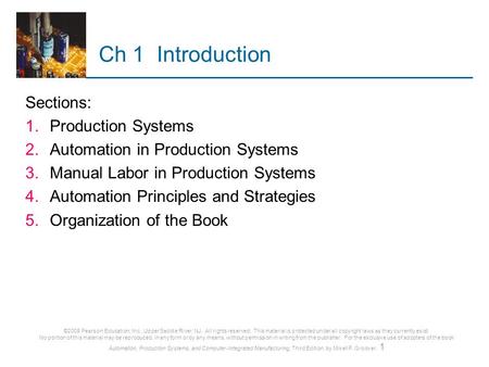 Ch 1 Introduction Sections: Production Systems