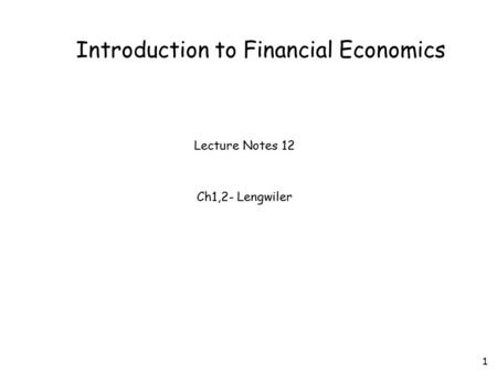 Introduction to Financial Economics