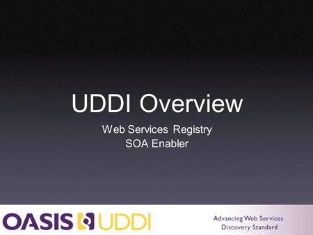 UDDI Overview Web Services Registry SOA Enabler. What Is UDDI? Universal Description, Discovery, and Integration Protocols for web services registry Public.